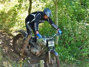 Steve Ransom, riding his &quot;Otter&quot; at the Classic Trials Show.